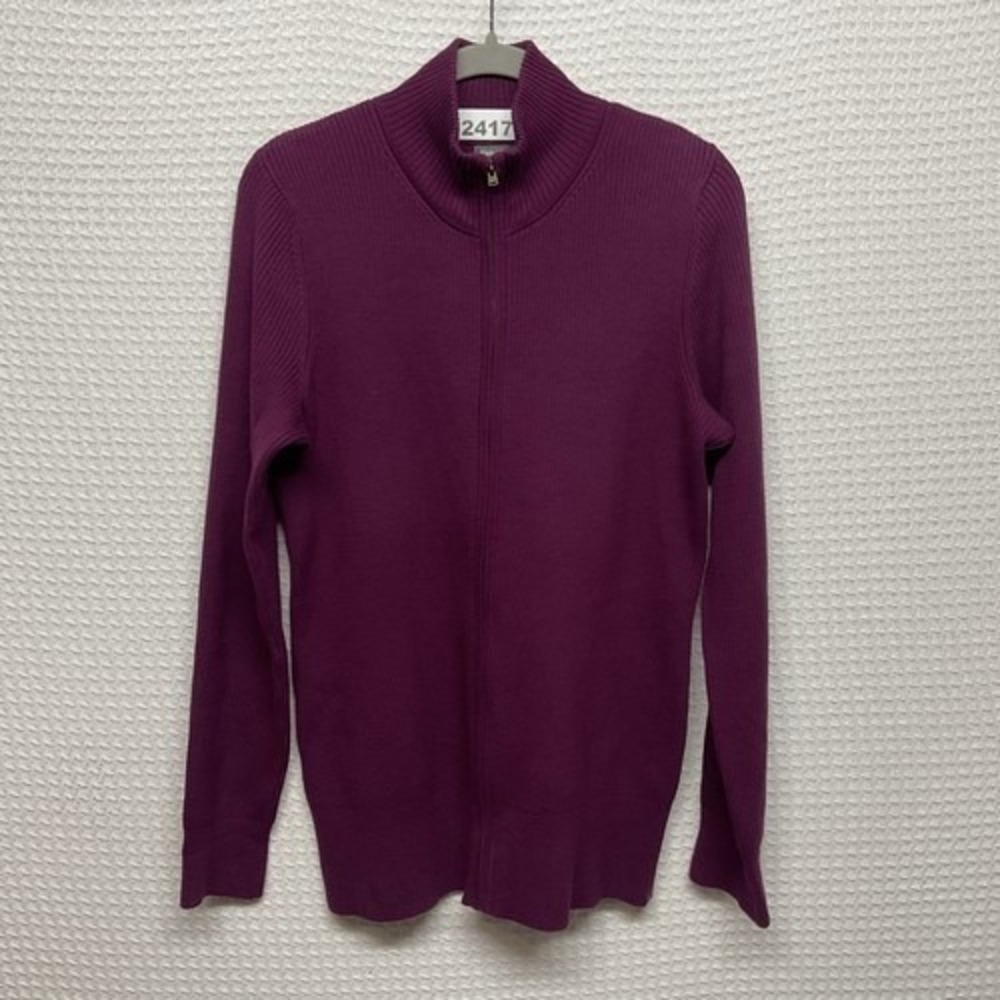 Eddie Bauer‎ Raspberry Full Zip Ribbed Sweater Jacket Women XL Tall Jordan